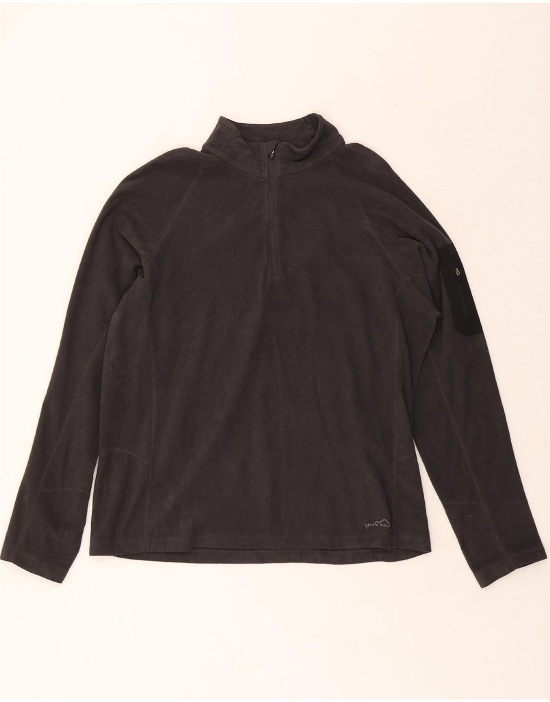 EDDIE BAUER Mens Zip Neck Fleece Jumper Large Grey Polyester Vintage Eddie Bauer and Second-Hand Eddie Bauer from Messina Hembry 
