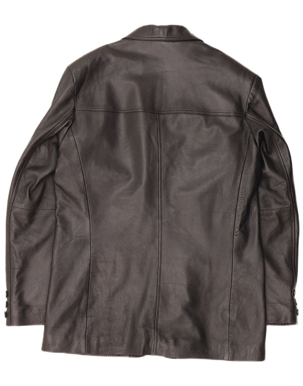 ROUTE 66 Veste blazer en cuir à 3 boutons pour homme UK 38 Cuir noir moyen