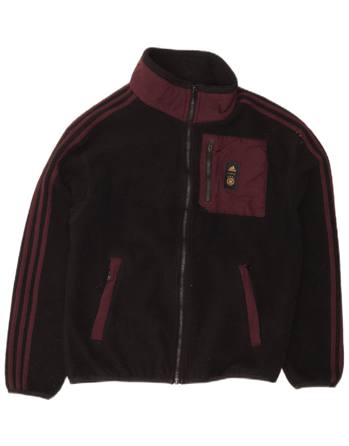 Adidas Veste polaire pour homme UK 36 Petit Noir Colorblock Polyester