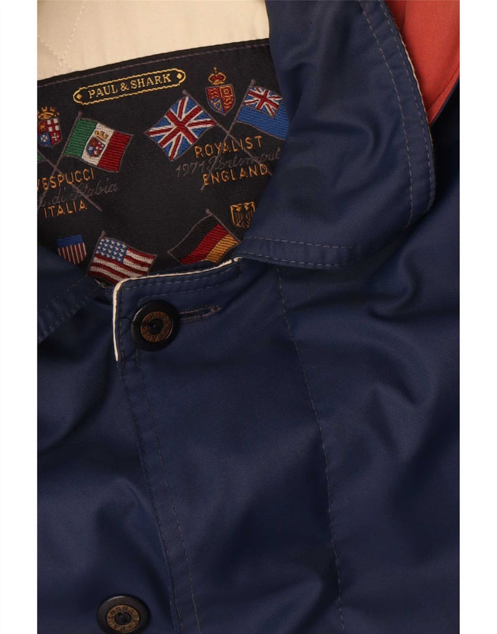 Paul & Shark Manteau coupe-vent à capuche pour homme UK 38 Bleu marine moyen Polyamide