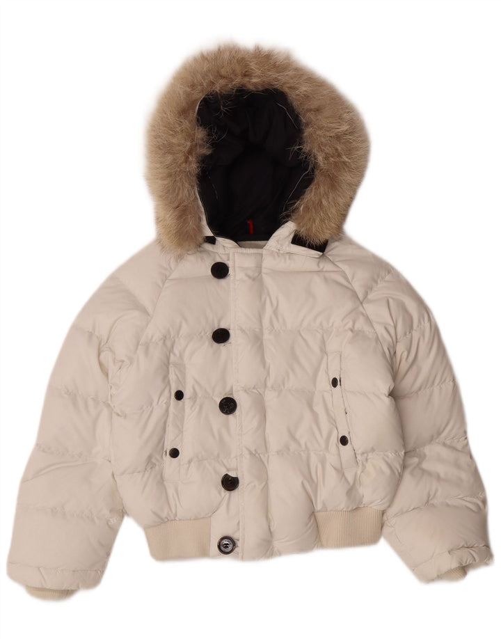 MONCLER Veste matelassée à capuche pour fille 5-6 ans Nylon blanc