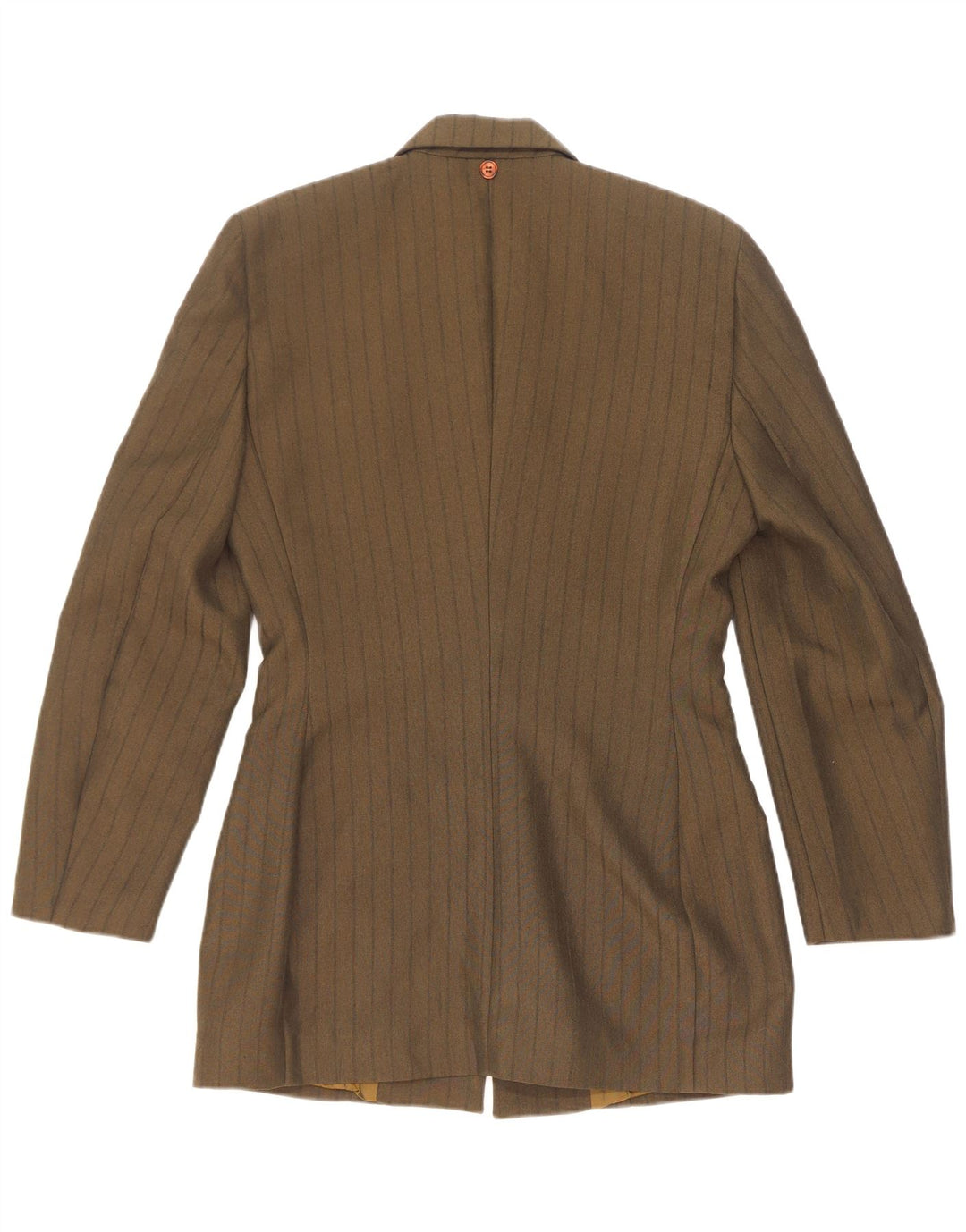 vintage Femme 3 Bouton Blazer Veste IT 44 Moyen Kaki Rayé Polyester