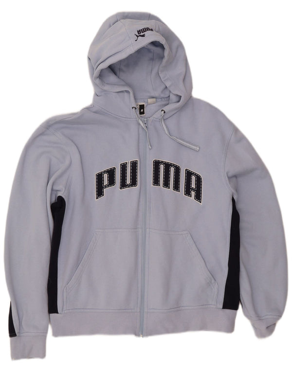 PUMA Pull à capuche graphique pour femme UK 44 Bleu moyen en coton color block
