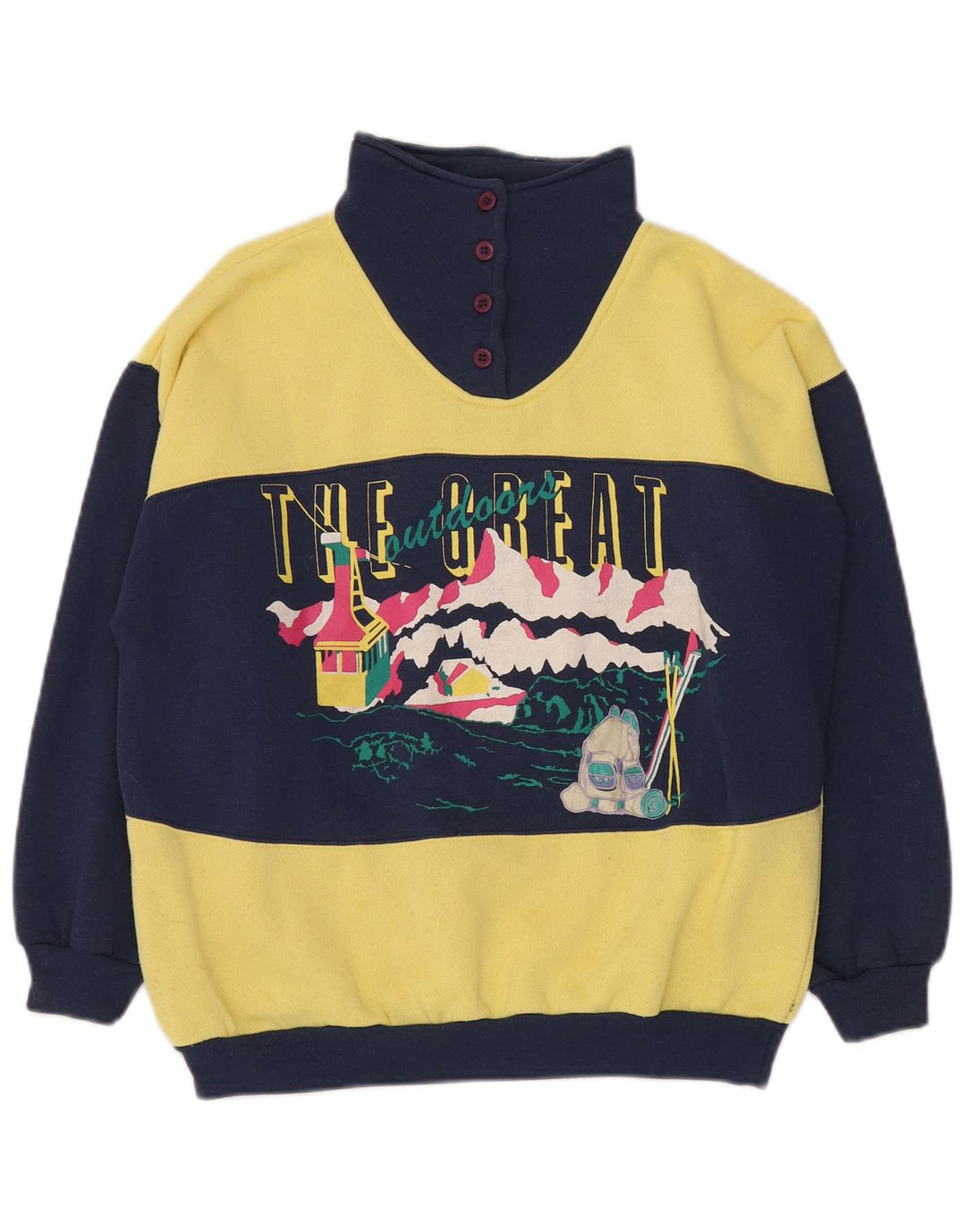 DASH Sweat-shirt graphique à col boutonné pour homme Jaune moyen Colourblock