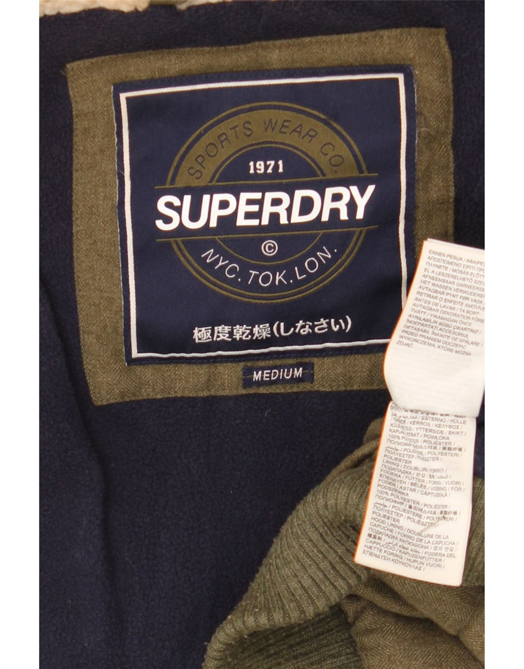 Superdry Veste à capuche Duffle rembourrée pour femme UK 14 Kaki moyen Hiver
