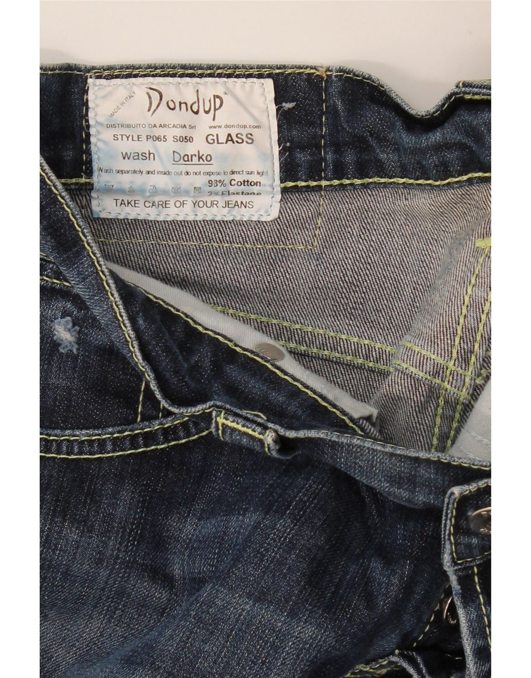 DONDUP Jean droit Femme W30 L35 Bleu Marine Coton