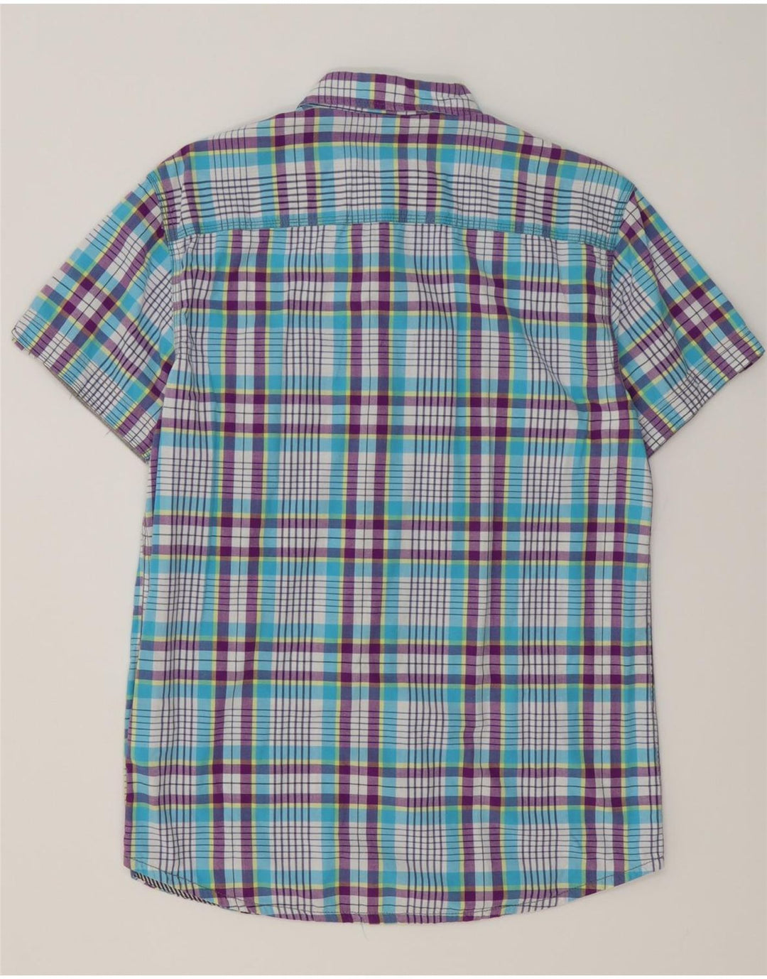 JACK & JONES Chemise à Manches Courtes Homme Bleu Moyen Carreaux Coton