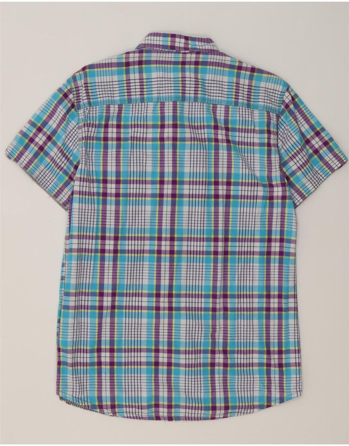 JACK & JONES Chemise à Manches Courtes Homme Bleu Moyen Carreaux Coton