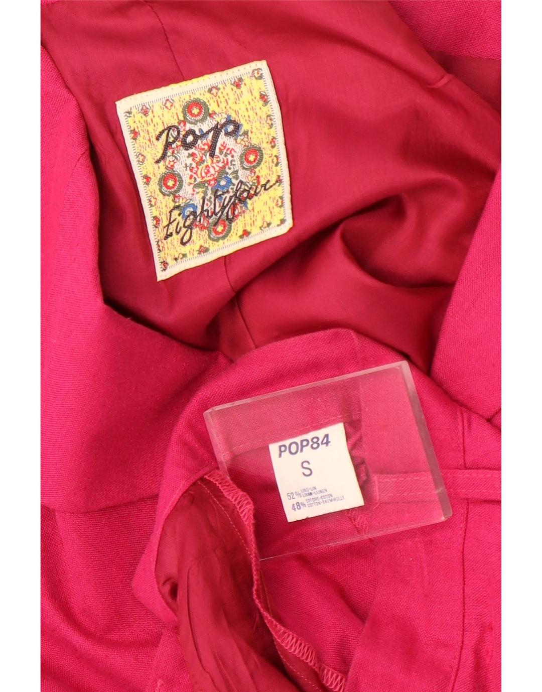 POP 84 Costume 2 pièces 3 boutons pour femme Petit W24 L26 Lin rose