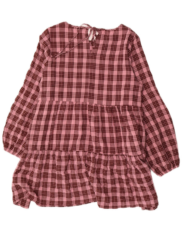 Oasis Robe à manches longues pour femme UK 46 Grand carreaux roses en polyester