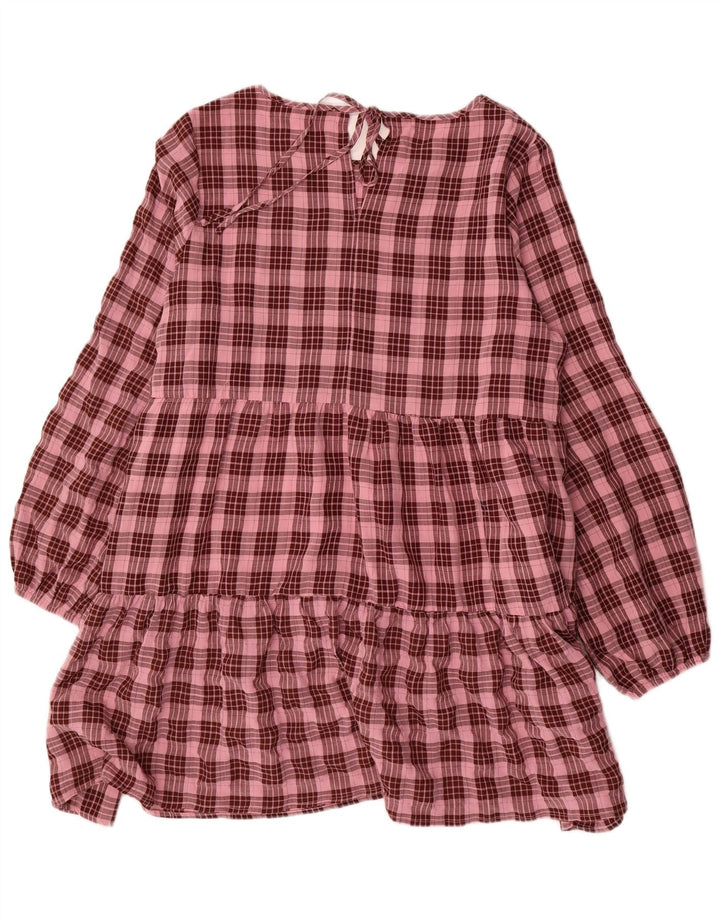 Oasis Robe à manches longues pour femme UK 46 Grand carreaux roses en polyester