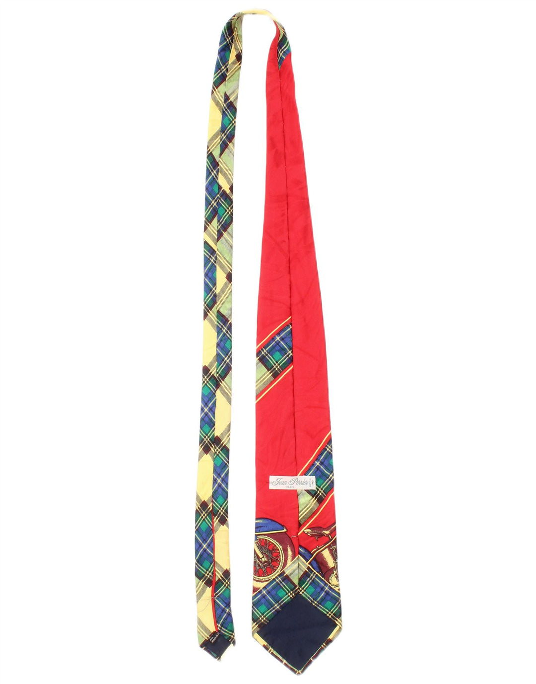 vintage Mens Graphic Tie One Size Rouge Plaid Soie