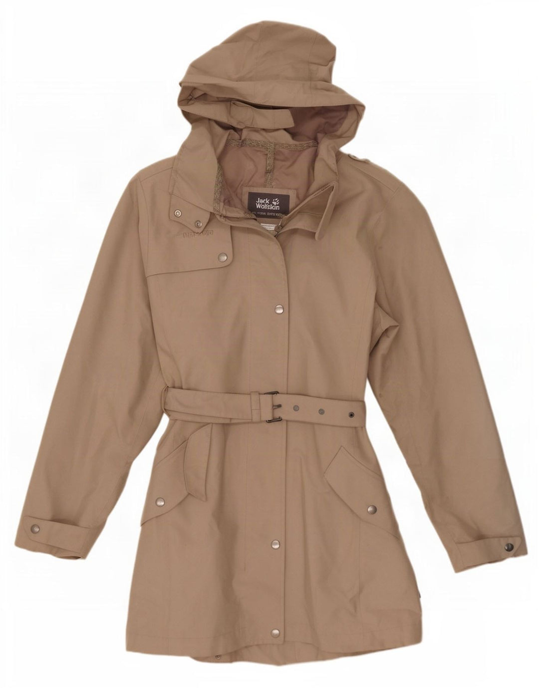 Jack Wolfskin Trench-coat à capuche pour femme UK 8/10 Petit Beige Polyester
