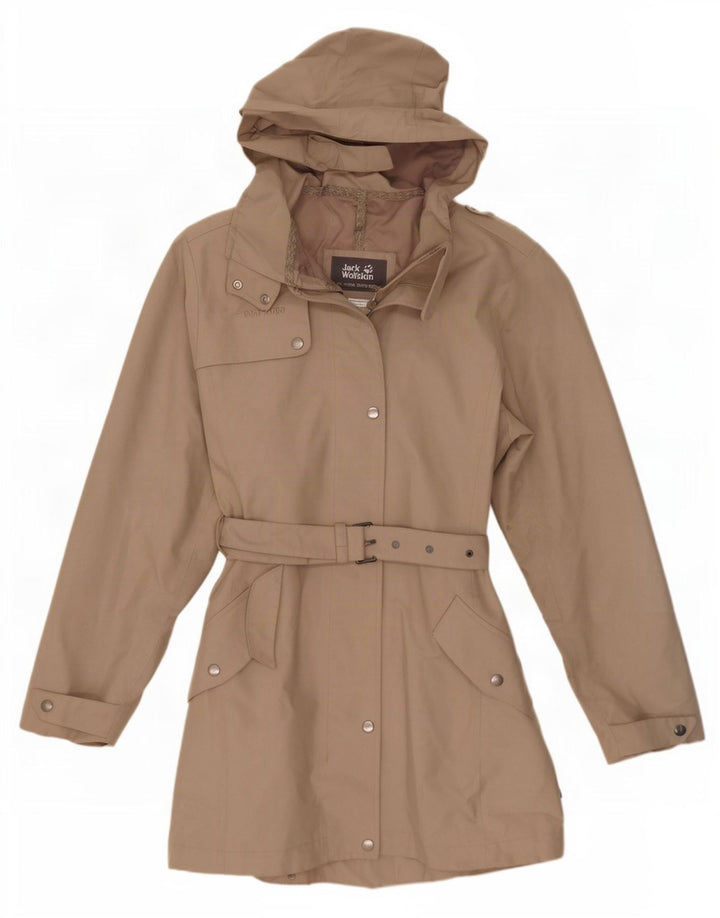 Jack Wolfskin Trench-coat à capuche pour femme UK 8/10 Petit Beige Polyester