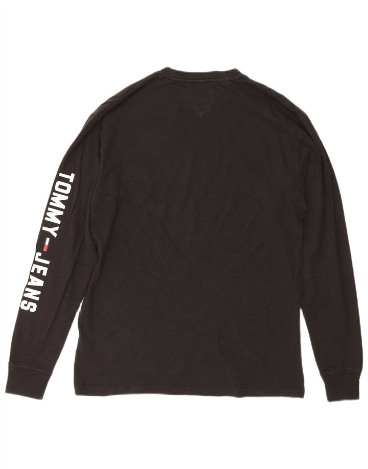 TOMMY HILFIGER Mens Graphic Top Long Sleeve Small Black Cotton