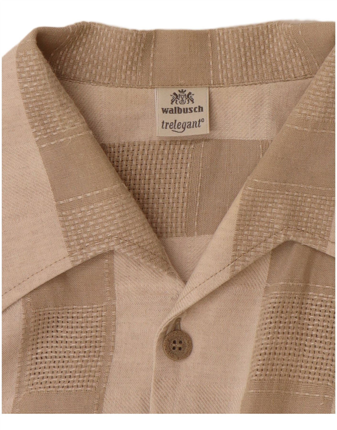 WALBUSCH Chemise manches courtes homme Taille 39/40 Lin rayé beige moyen