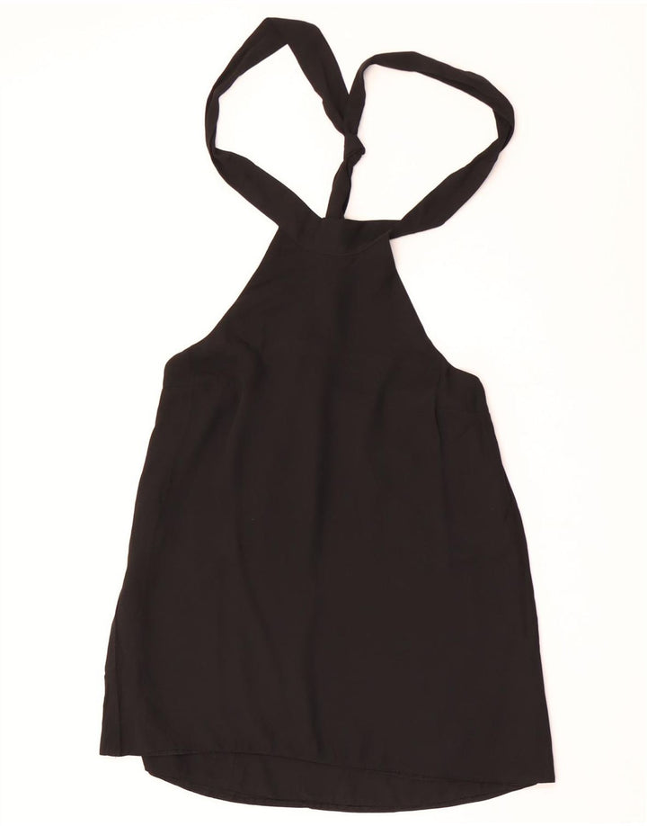 Topshop Haut court dos nu pour femme UK 8 Petit Noir Polyester