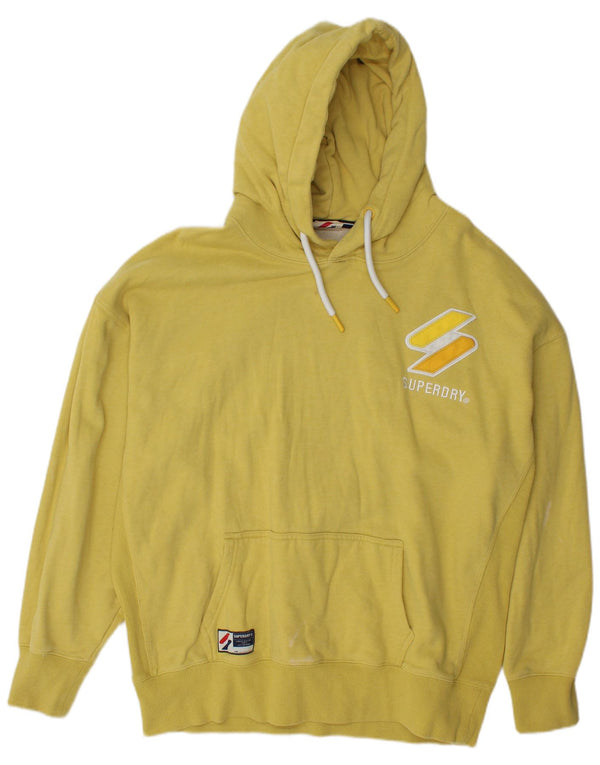 Superdry Mens Graphic Hoodie Jumper Medium Yellow Cotton