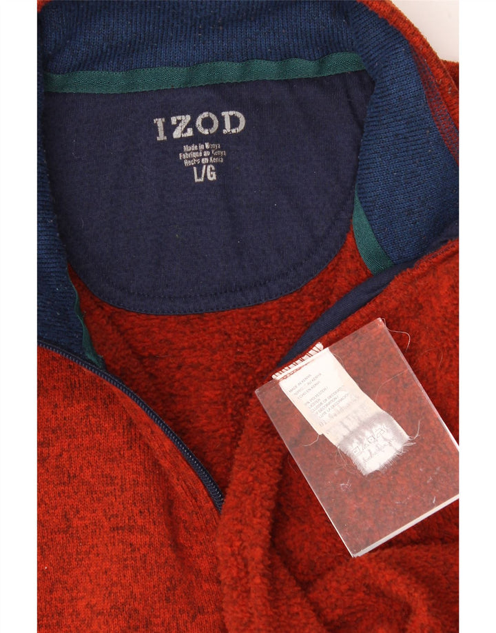 IZOD Mens Zip Neck Sweatshirt Jumper Large Orange Flecked Polyester Vintage Izod and Second-Hand Izod from Messina Hembry 