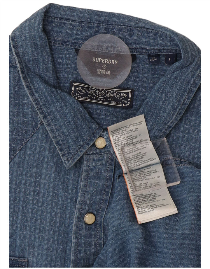 Superdry Chemise Homme Grand Carreau Bleu Coton