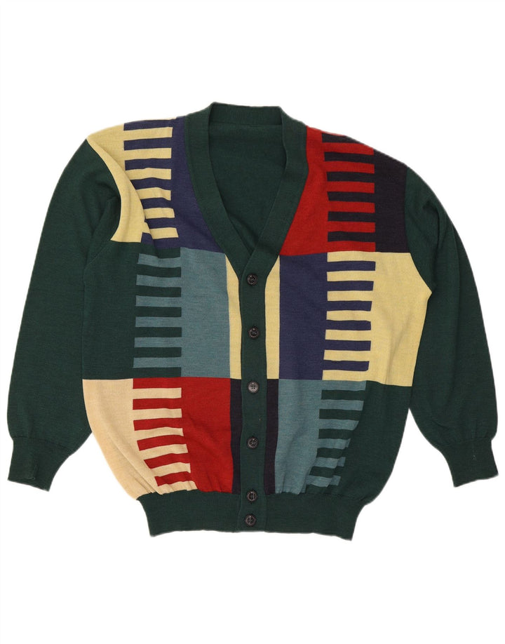 Marz Cardigan Homme Pull IT 52 Large Vert Colorblock Laine
