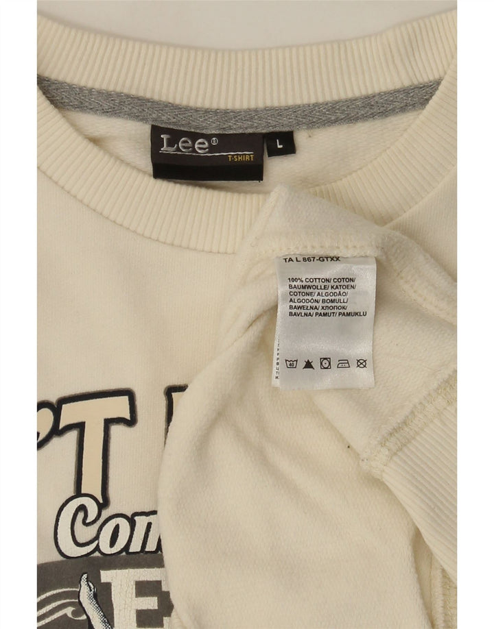 Lee Sweat-shirt graphique pour femme UK 16 Grand coton blanc