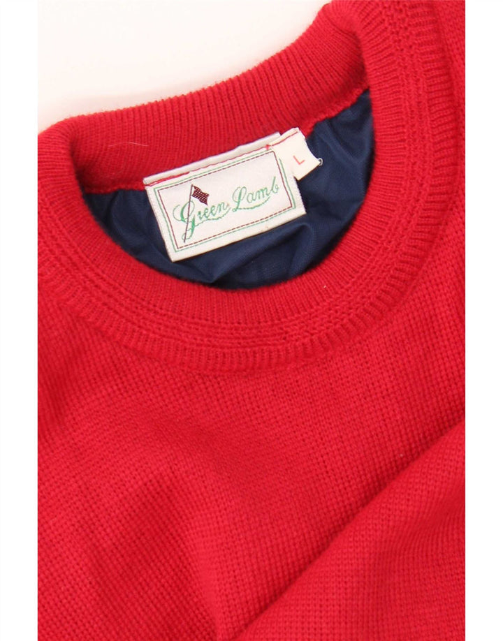 Green Lamb Pull à col rond pour homme Rouge Taille L