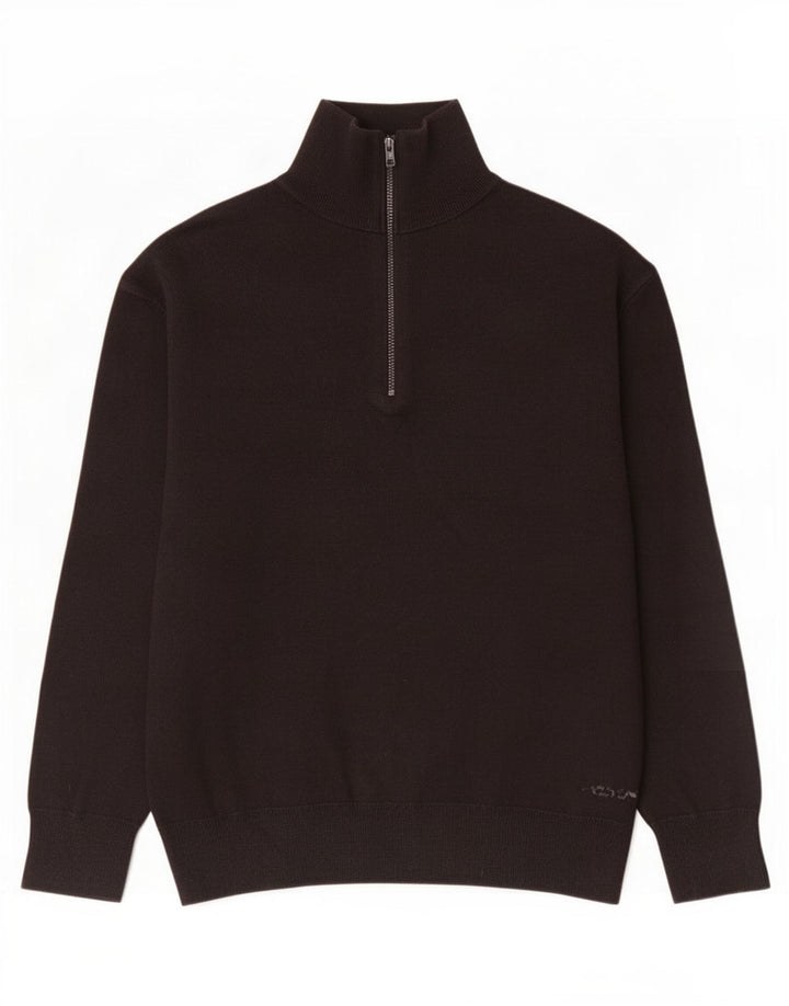 Zara Pull à col zippé pour homme en coton noir moyen