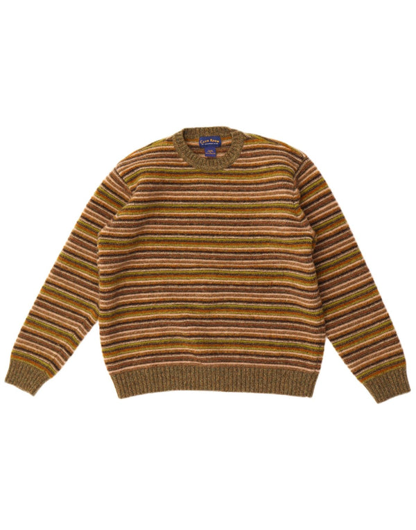 Club Room Pull ras du cou pour femme UK 16 Large Kaki Rayé