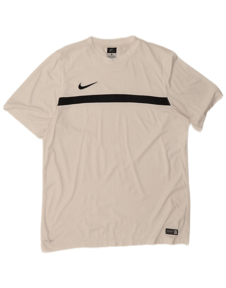 Nike Hommes Dri Fit T-Shirt Top XL Blanc Colorblock Polyester