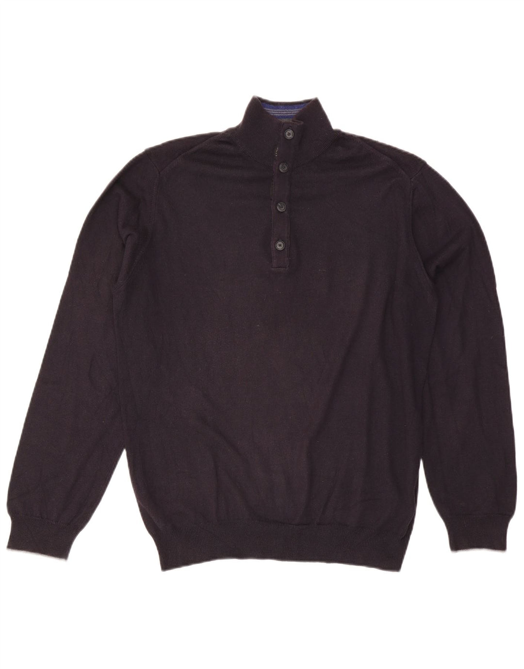Trussardi Jeans Pull Col Boutonné Bleu Marine Moyen Homme