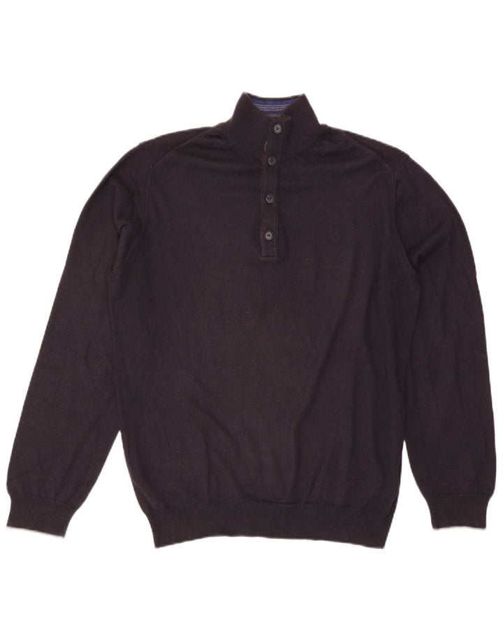 Trussardi Jeans Pull Col Boutonné Bleu Marine Moyen Homme