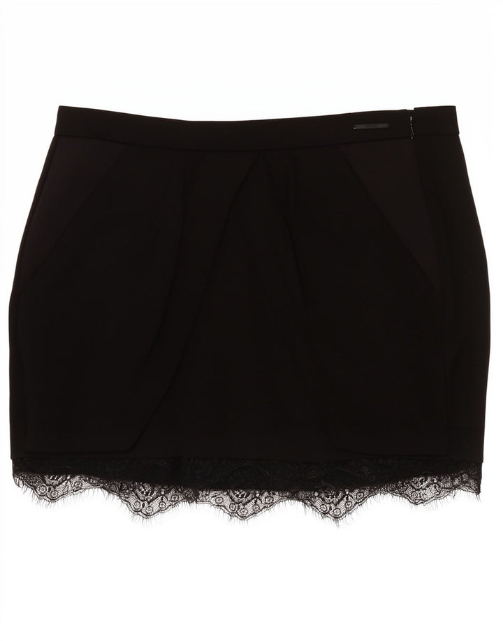 Guess Femme Taille Basse Mini Jupe W29 Moyen Noir Lyocell