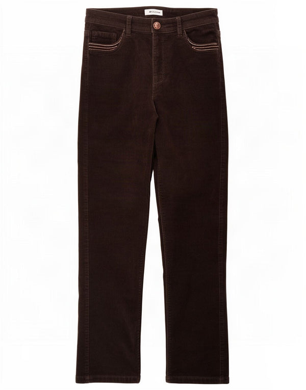 Marks & Spencer Pantalon droit en velours côtelé pour femme UK 10 Small W30 L29 Marron