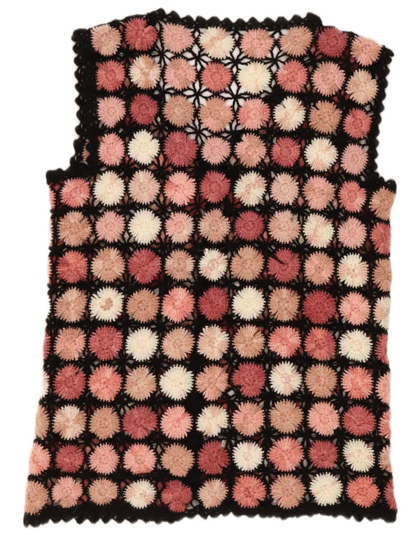 Haut cardigan au crochet sans manches pour femmes UK 14 Large
