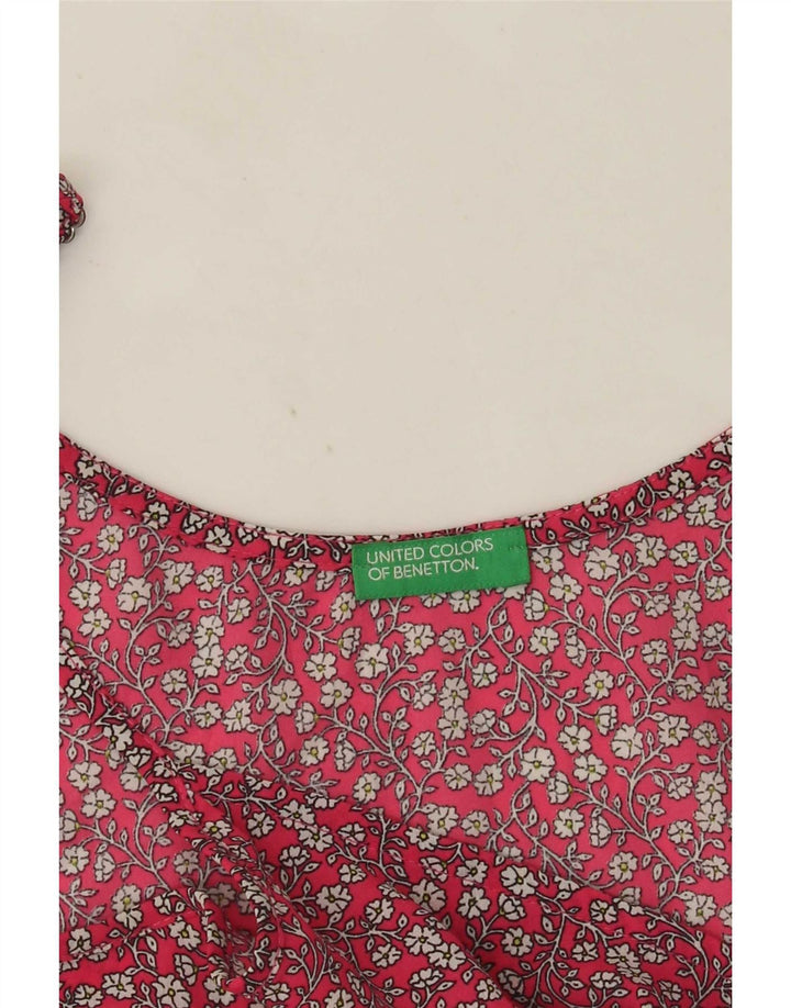 Benetton Femmes Cami Top UK 12 Moyen Rouge Floral