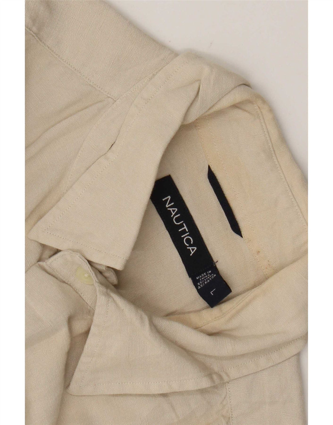 Nautica Chemise à manches courtes pour homme en lin beige