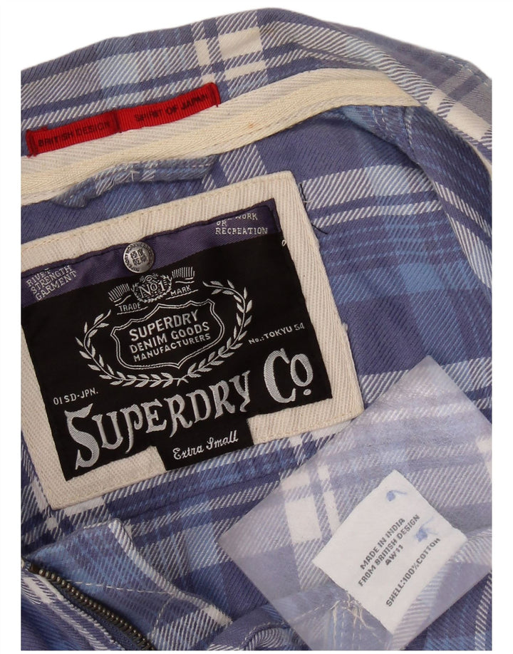 SUPERDRY Chemise en flanelle pour femme UK 6 XS Bleu à carreaux en coton