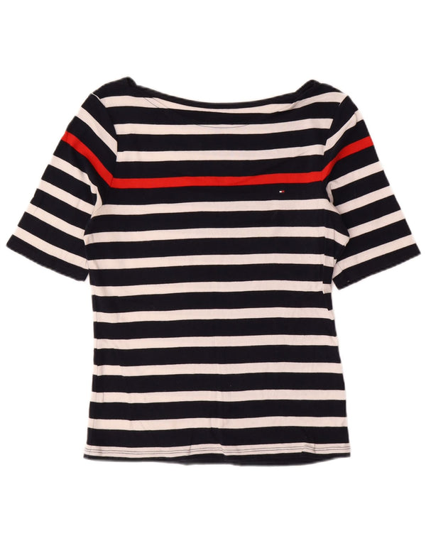 Tommy Hilfiger T-shirt pour femme UK 14 Large Noir Rayé