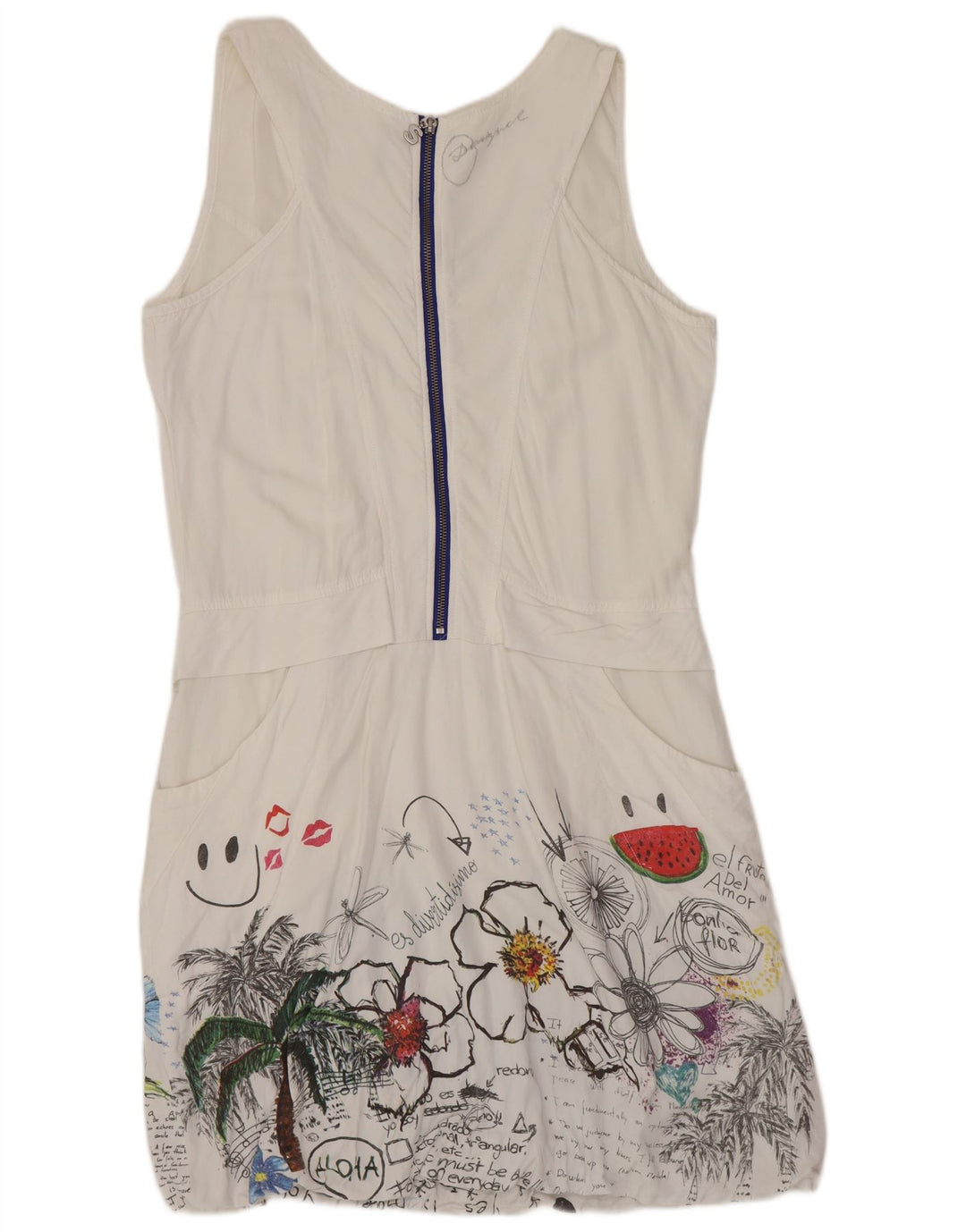 DESIGUAL Robe bulle graphique sans manches pour femme EU 40 Medium Blanc Floral