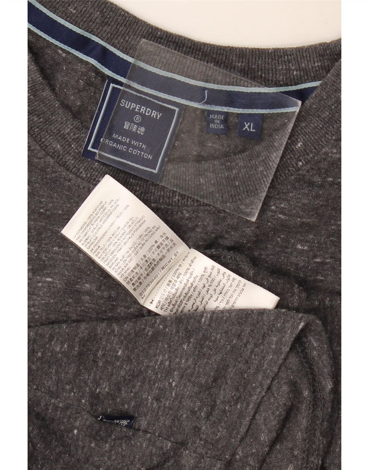 Superdry T-Shirt Top XL Gris Moucheté Coton Homme