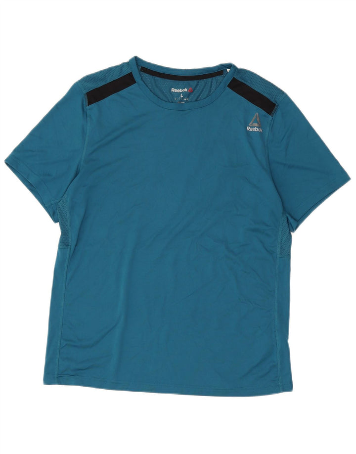 Reebok T-Shirt Homme Haut Large Bleu Colorblock Polyester