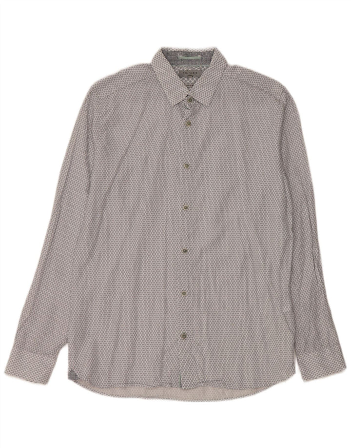Ted Baker Chemise Homme Taille 3 Gris Moyen Lyocell Tacheté