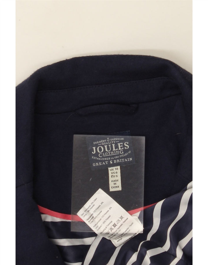 JOULES Veste Blazer 1 Bouton Femme UK 10 Petit Bleu Marine Coton
