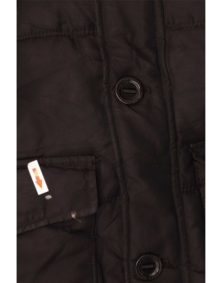 Zara Veste matelassée à capuche pour homme UK 38 Medium Noir Polyester