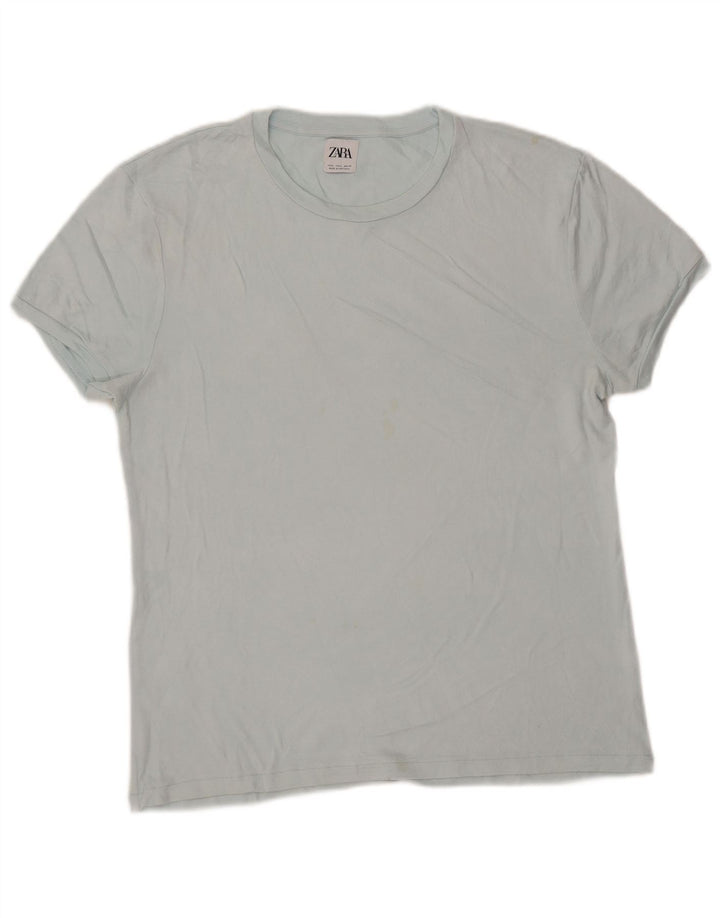 Zara T-Shirt Homme Haut Large Bleu
