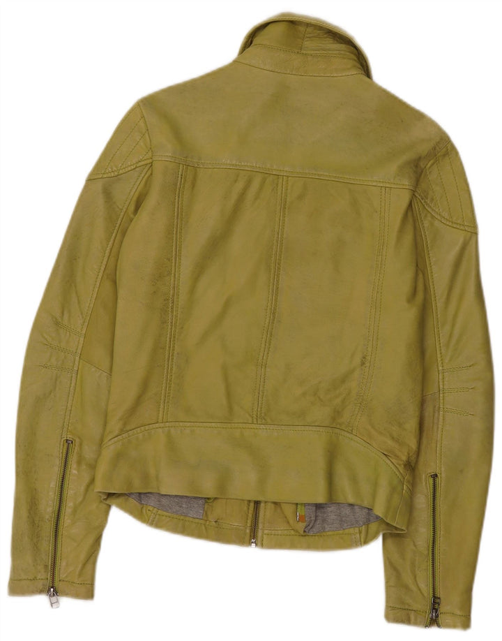 Freaky Nation Veste en cuir pour femme UK 10 Petit cuir vert