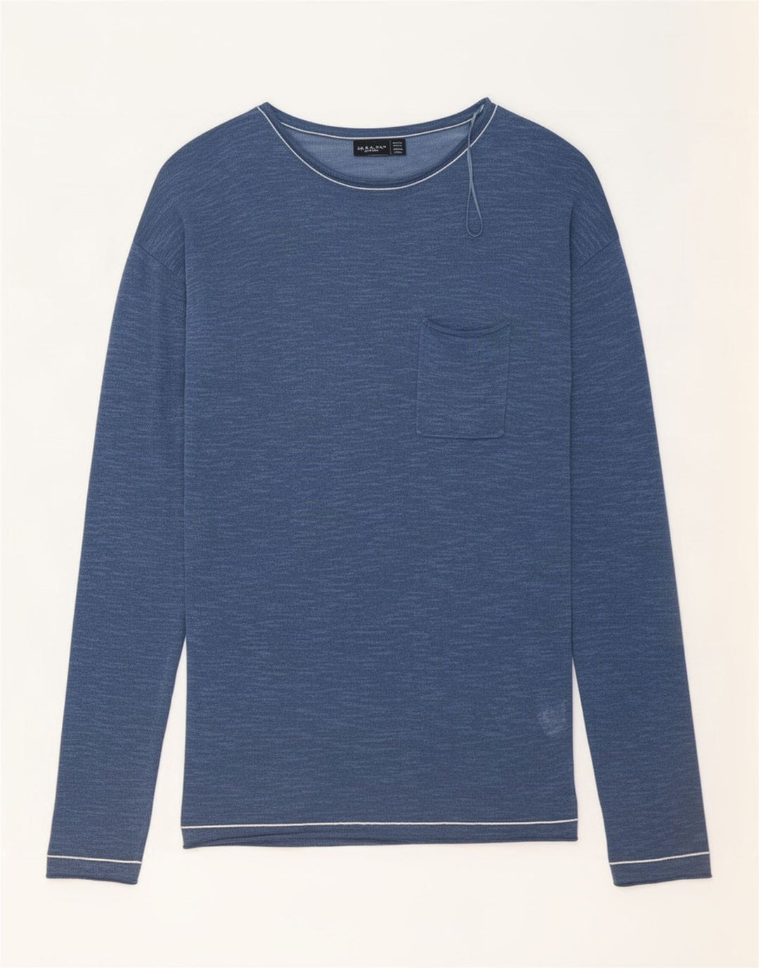 Zara Homme Top Manches Longues Large Bleu Marine Coton