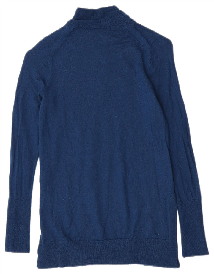 Jigsaw Pull à col roulé pour femme UK 8 Petite laine bleue