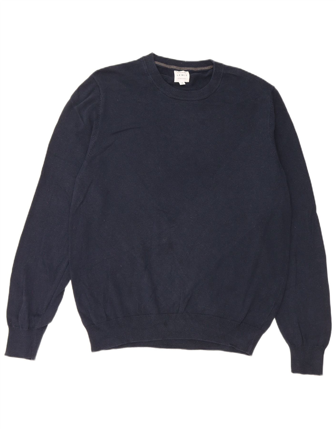 John Lewis Pull à col rond pour homme en coton bleu marine moyen